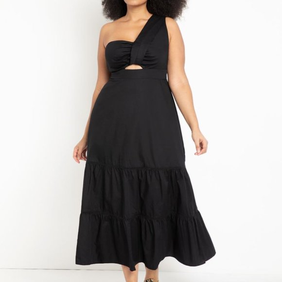 Plus Size Black One Shoulder Dress with Cutout (Sizes 18 and 20) - Picture 3 of 8